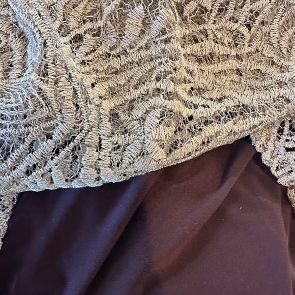 Anne Klein Sheath Dress 22W Gold Lace Overlay - Picture 3 of 5